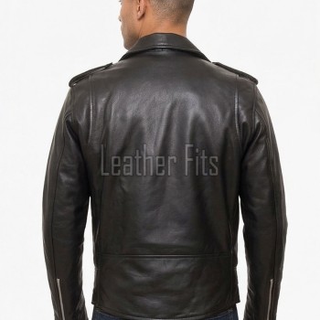 Men Black Leather Biker Jacket - Classic Asymmetric Cross Zip Moto Rider Premium Real Sheepskin Belted Heavy Metal Rock Rocker Men Outerwear