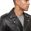 Men Black Leather Biker Jacket - Classic Asymmetric Cross Zip Moto Rider Premium Real Sheepskin Belted Heavy Metal Rock Rocker Men Outerwear