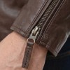 Men Antique Brown Leather Jacket - Vintage Moto Cafe Racer Premium Real Sheepskin Ribbed Shoulder Padded Waist Zip Coat Men Outerwear