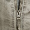 Men Distressed Gray Leather Jacket - Vintage Moto Cafe Racer Premium Real Sheepskin Ribbed Shoulder Padded Waist Zip Coat Men Outerwear