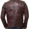 Men Oxblood Leather Biker Jacket - Vintage Burgundy Moto Cafe Racer Premium Real Sheepskin Ribbed Shoulder Padded Waist Zip Coat Men Outerwear