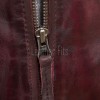 Men Oxblood Leather Biker Jacket - Vintage Burgundy Moto Cafe Racer Premium Real Sheepskin Ribbed Shoulder Padded Waist Zip Coat Men Outerwear