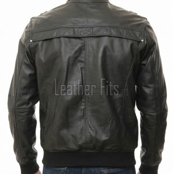 Men Black Leather Bomber Jacket - Premium Real Sheepskin Cargo Pocket Epaulet Flight Coat Casual Urban Aviator Outerwear