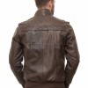Men Brown Leather Bomber Jacket - Vintage Distressed Sheepskin Cargo Pocket Epaulet Flight Coat Casual Earth Patina Outerwear Men