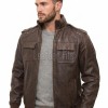 Men Brown Leather Bomber Jacket - Vintage Distressed Sheepskin Cargo Pocket Epaulet Flight Coat Casual Earth Patina Outerwear Men
