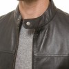 Men Dark Brown Leather Jacket - Premium Genuine Sheepskin Café Racer Slim Fit Motorbike Biker Coat Casual Sleek Minimalist Outerwear