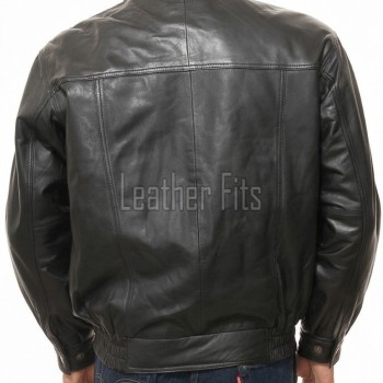 Men Black Leather Jacket - Premium Sheepskin Bomber Coat Turn Down Shirt Collar Arc Panel Asymmetrical Zip Flight Jacket Casual Men