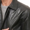Men Black Leather Jacket - Premium Sheepskin Bomber Coat Turn Down Shirt Collar Arc Panel Asymmetrical Zip Flight Jacket Casual Men