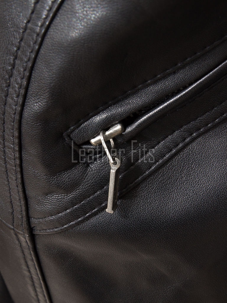 Men Black Leather Jacket - Premium Sheepskin Bomber Coat Turn Down Shirt Collar Arc Panel Asymmetrical Zip Flight Jacket Casual Men