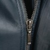 Men Petrol Blue Leather Jacket - Premium Sheepskin Bomber Coat Turn Down Shirt Collar Vertical Panel Concealed Zip Flight Casual Outerwear