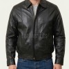 Men Black Leather Jacket - Premium Real Sheepskin Bomber Coat Turn Down Shirt Collar Multi Vertical Panel Fly Front Windbreaker Casual Men