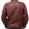 Men Burgundy Leather Jacket - Premium Sheepskin Bomber Coat Turn Down Shirt Collar Multi Vertical Panel Fly Front Windbreaker Casual Wine