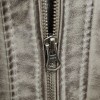 Men Grey Leather Jacket - Premium Distressed Cafe Racer Biker Coat Quilted Shoulder Stand Collar Vintage Washed Multi Pocket Classic Men