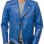 Men Blue Leather Jacket - Premium Electric Blue Brando Biker Coat Asymmetric Zip Shoulder Epaulets Belted Punk Rock Heavy Moto Rider Men