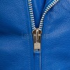 Men Blue Leather Jacket - Premium Electric Blue Brando Biker Coat Asymmetric Zip Shoulder Epaulets Belted Punk Rock Heavy Moto Rider Men