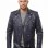 Men Blue Leather Jacket - Premium Navy Blue Brando Biker Coat Asymmetric Zip Shoulder Epaulets Belted Heavy Rock Moto Rider Outerwear Men