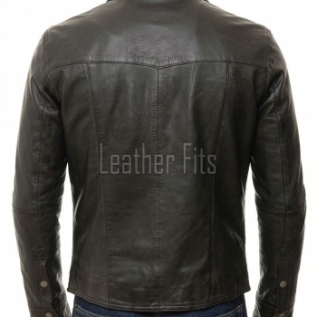 Men Black Leather Jacket - Premium Genuine Soft Cowhide Western Shirt Slim Fit Casual Classic Snap Button Luxury Vintage Moto Outerwear Men