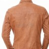 Men Brown Leather Jacket - Premium Tan Western Shirt Soft Genuine Cowhide Slim Fit Casual Classic Snap Button Luxury Vintage Outerwear Men