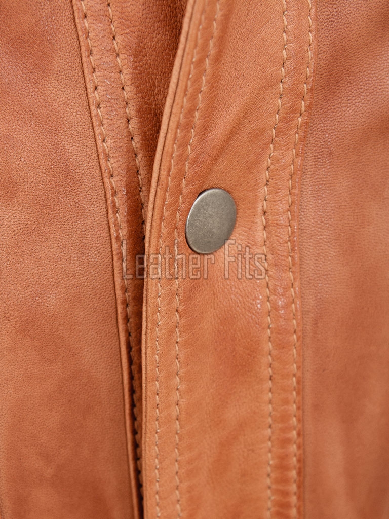 Men Brown Leather Jacket - Premium Tan Western Shirt Soft Genuine Cowhide Slim Fit Casual Classic Snap Button Luxury Vintage Outerwear Men