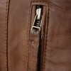 Men Brown Leather Jacket - Premium Distressed Antique Cafe Racer Coat Stand Collar Zipper Multi Pockets Casual Vintage Moto Rider Outerwear Men