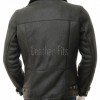 Men Black Leather Aviator Jacket - Premium B3 Shearling Bomber Winter Coat Asymmetrical Zip Warm Faux Fur Collar Moto Rider Outerwear Men
