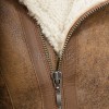 Men Brown Leather Aviator Jacket - Premium B3 Shearling Bomber Winter Coat Asymmetrical Zip Warm Faux Fur Cream Collar Moto Rider Outerwear