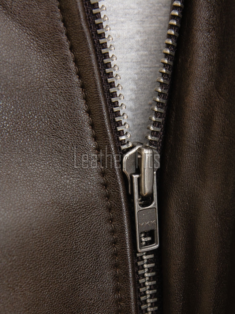 Men Brown Leather Bomber Jacket - Premium G1 Flight Military Aviator Coat Removable Cream Fur Collar Ribbed Knit Trim Cargo Pockets Outerwear