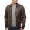 Men Brown Leather Bomber Jacket - Premium A2 Flight Military Aviator Coat Removable Brown Fur Collar Ribbed Knit Trim Cargo Pockets Outerwear