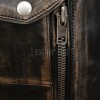 Men Distressed Black Leather Jacket - Premium Vintage Cafe Racer Biker Motorcycle Coat Stand Collar Multi Pocket YKK Zip Tactical Outerwear