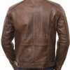 Men Distressed Brown Leather Jacket - Premium Vintage Cafe Racer Biker Motorcycle Coat Stand Collar Multi Pocket YKK Zip Tactical Outerwear