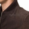 Men Brown Suede Bomber Jacket - Premium Classic MA1 Flight Aviator Coat Ribbed Knit Trim Quilted Wind Flap Sleek Soft Genuine Outerwear