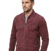 Men Burgundy Suede Bomber Jacket - Premium Classic MA1 Flight Aviator Coat Ribbed Knit Trim Quilted Wind Flap Sleek Wine Genuine Outerwear