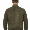 Men Olive Green Suede Bomber Jacket | Premium Khaki Aviator Flight Coat | Tailored Ribbed Trim & High-Density Quilted Storm Guard
