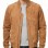 Men Mustard Tan Suede Bomber Jacket - Luxury Genuine Suede Blouson Varsity Pilot Coat with Ribbed Trim & Diamond-Quilted Inner Storm Flap