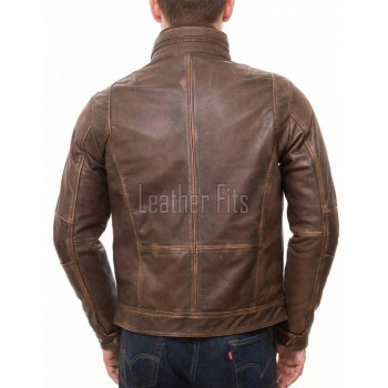 Men Distressed Brown Leather Jacket | Vintage Cowhide Tactical Utility Field Coat | Premium Multi Pocket Field Outerwear Quilted Shoulders