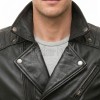 Men Black Leather Biker Jacket | Genuine Sheepskin Asymmetric Motorcycle Coat | Premium Quilted Shoulder Slanted Zipper Urban Rider Shell