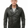 Men Black Leather Biker Jacket | Genuine Sheepskin Asymmetric Motorcycle Coat | Premium Quilted Shoulder Slanted Zipper Urban Rider Shell