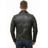 Men Black Leather Biker Jacket | Genuine Sheepskin Asymmetric Motorcycle Coat | Premium Quilted Shoulder Slanted Zipper Urban Rider Shell