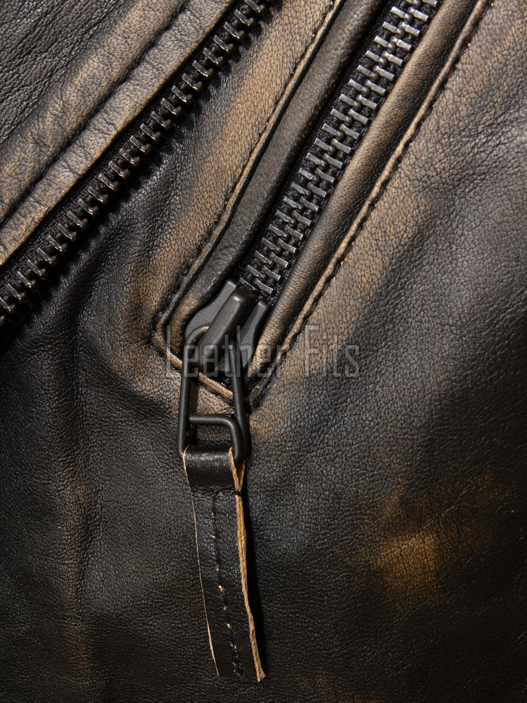 Men Distressed Charcoal Biker Jacket | Vintage Dark Brown Asymmetric Motorcycle Coat | Premium Quilted Shoulder Slanted Zipper Rider Shell