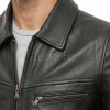 Men Black Leather Minimalist Jacket | Casual Turn Down Point Collar Moto Coat | Premium Supple Lambskin Single Zippered Chest Pocket Outerwear