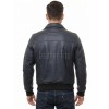 Men Navy Blue Leather Bomber Jacket | Classic Turn Down Point Collar MA1 Aviator | Premium Lambskin Ribbed Cuff Waistband Outerwear