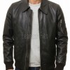 Men Black Leather Bomber Jacket | Classic Turn Down Point Collar MA1 Aviator | Premium Lambskin Ribbed Cuff Waistband Outerwear Flight Coat