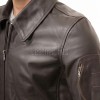 Men Dark Brown Leather Bomber Jacket | Classic Turn Down Point Collar MA1 Aviator | Premium Lambskin Ribbed Cuff Waistband Outerwear Flight Coat