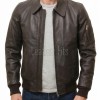 Men Dark Brown Leather Bomber Jacket | Classic Turn Down Point Collar MA1 Aviator | Premium Lambskin Ribbed Cuff Waistband Outerwear Flight Coat