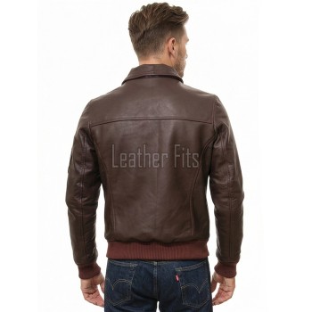 Men Maroon Leather Bomber Jacket | Classic Turn Down Point Collar MA1 Aviator | Premium Burgundy Lambskin Ribbed Cuff Outerwear Flight Coat