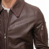 Men Maroon Leather Bomber Jacket | Classic Turn Down Point Collar MA1 Aviator | Premium Burgundy Lambskin Ribbed Cuff Outerwear Flight Coat