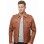 Men Tan Leather Shirt Jacket | Premium Cognac Genuine Lambskin Military Trucker | Classic Point Collar Button Up Tactical Highwayman Coat