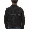 Men Black Suede Leather Trucker Jacket | Premium Genuine Goat Suede Western Shacket | Classic Turn Down Collar Button Up Slim Fit Outerwear