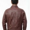 Men Oxblood Leather Trucker Jacket | Premium Vintage Plum Genuine Lambskin Casual Coat | Western Classic Button Up Denim Style Fitted Outerwear