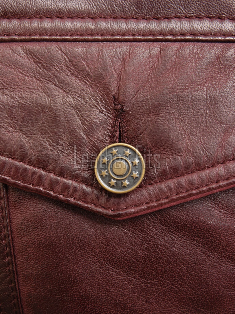 Men Oxblood Leather Trucker Jacket | Premium Vintage Plum Genuine Lambskin Casual Coat | Western Classic Button Up Denim Style Fitted Outerwear
